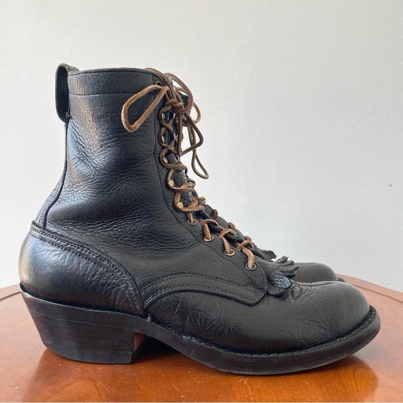 Nick’s Handmade Black Leather Lacer Kiltie Cowboy Boots | US 11.5 - Picture 2 of 9